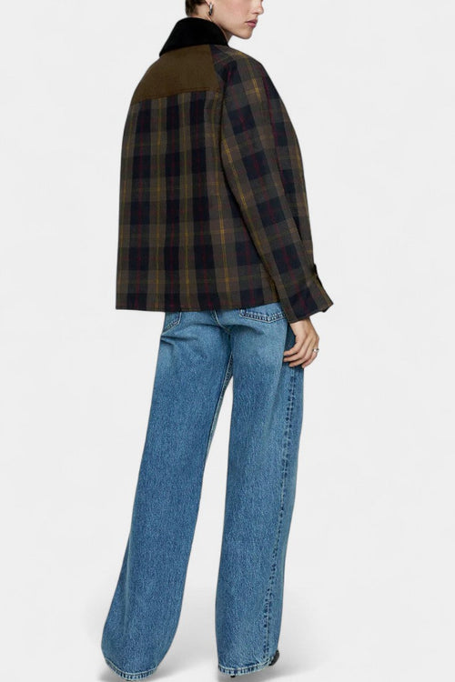 Aurelia | Chaqueta de Cuadros con Cuello en Contraste