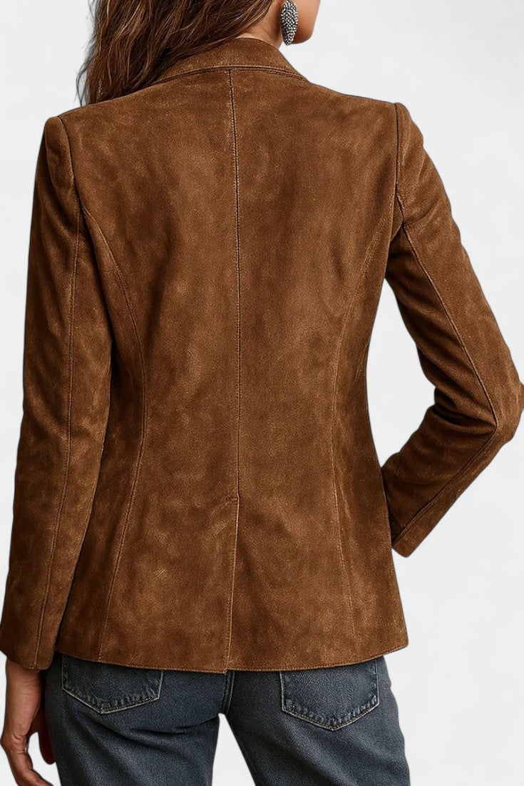 Tania | Chaqueta Vintage Efecto Ante con Pespuntes