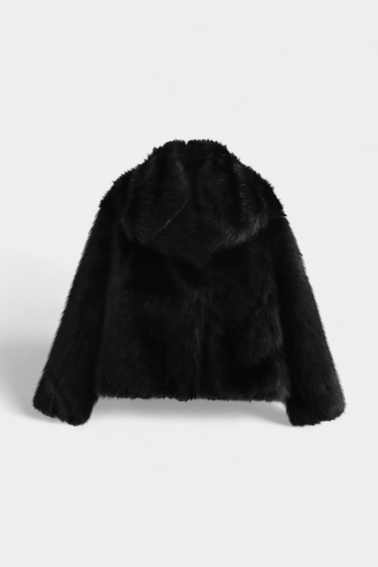 Paola | Chaqueta Efecto Piel con Cuello de Pelo