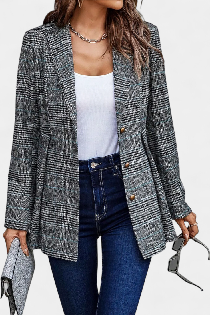 Carla | Chaqueta Péplum de Cuadros