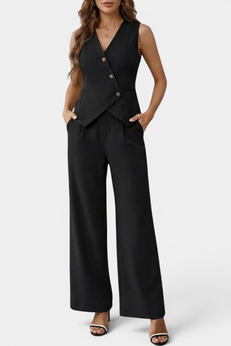 Elisa | Conjunto de Chaleco Péplum y Pantalón