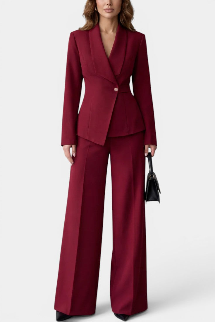 Laura | Traje de Blazer Entallada y Pantalón Ancho