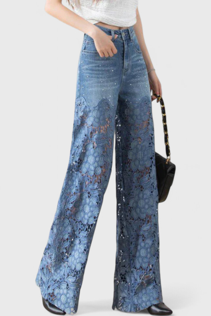 Jazmín | Pantalón Palazzo Vaquero con Encaje