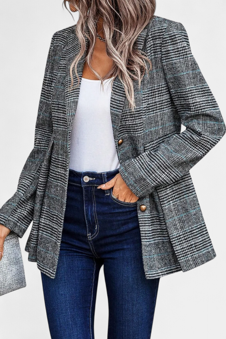 Carla | Chaqueta Péplum de Cuadros