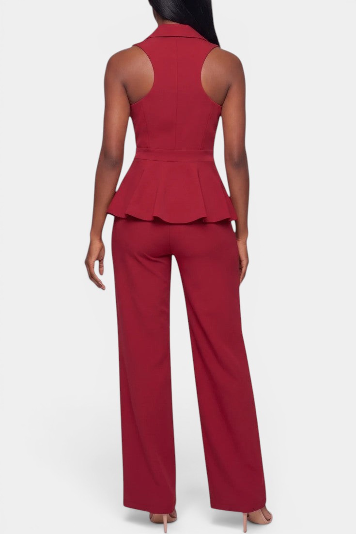Bárbara | Traje de Chaleco Cruzado y Pantalón Ancho