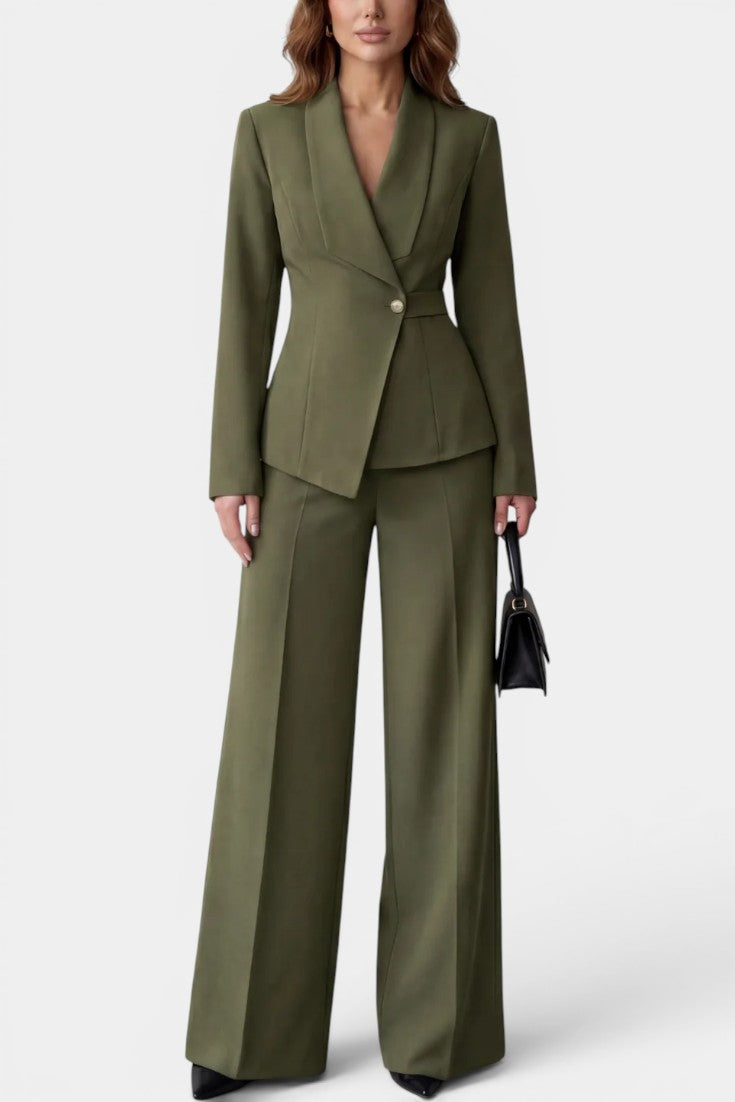 Laura | Traje de Blazer Entallada y Pantalón Ancho