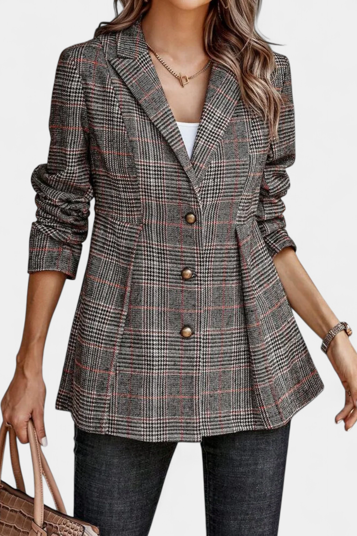 Carla | Chaqueta Péplum de Cuadros