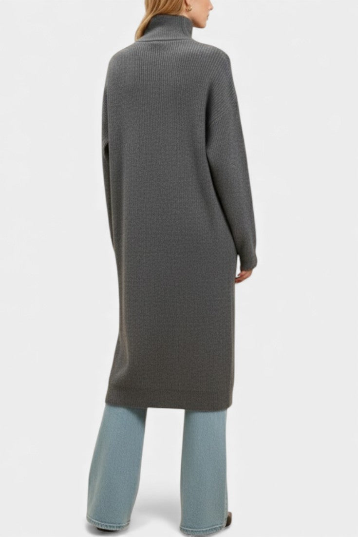 Clarisa | Abrigo Largo de Punto con Cuello Vuelto