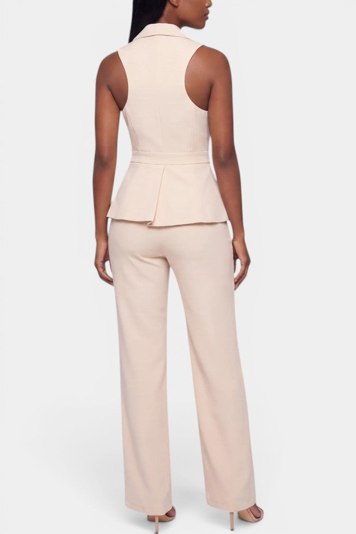 Bárbara | Traje de Chaleco Cruzado y Pantalón Ancho