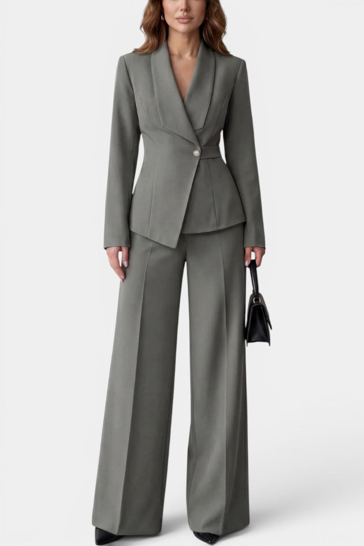 Laura | Traje de Blazer Entallada y Pantalón Ancho