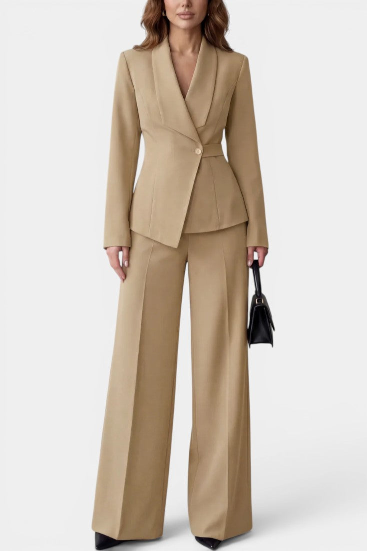 Laura | Traje de Blazer Entallada y Pantalón Ancho