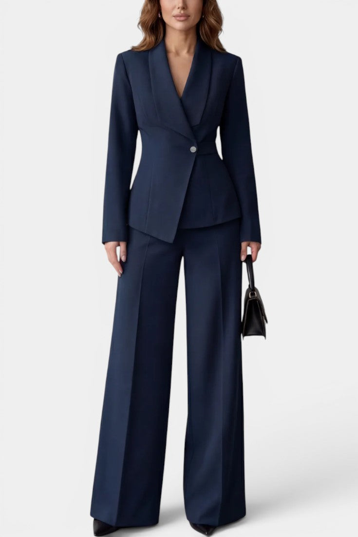 Laura | Traje de Blazer Entallada y Pantalón Ancho
