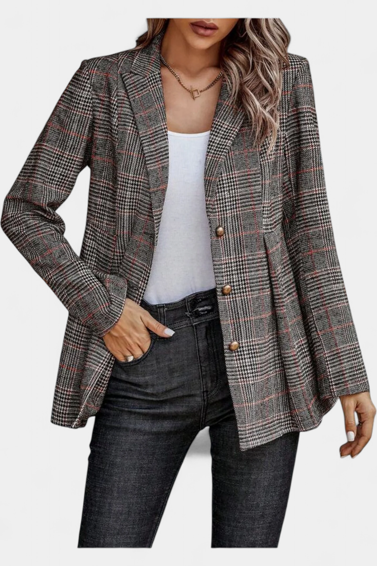 Carla | Chaqueta Péplum de Cuadros