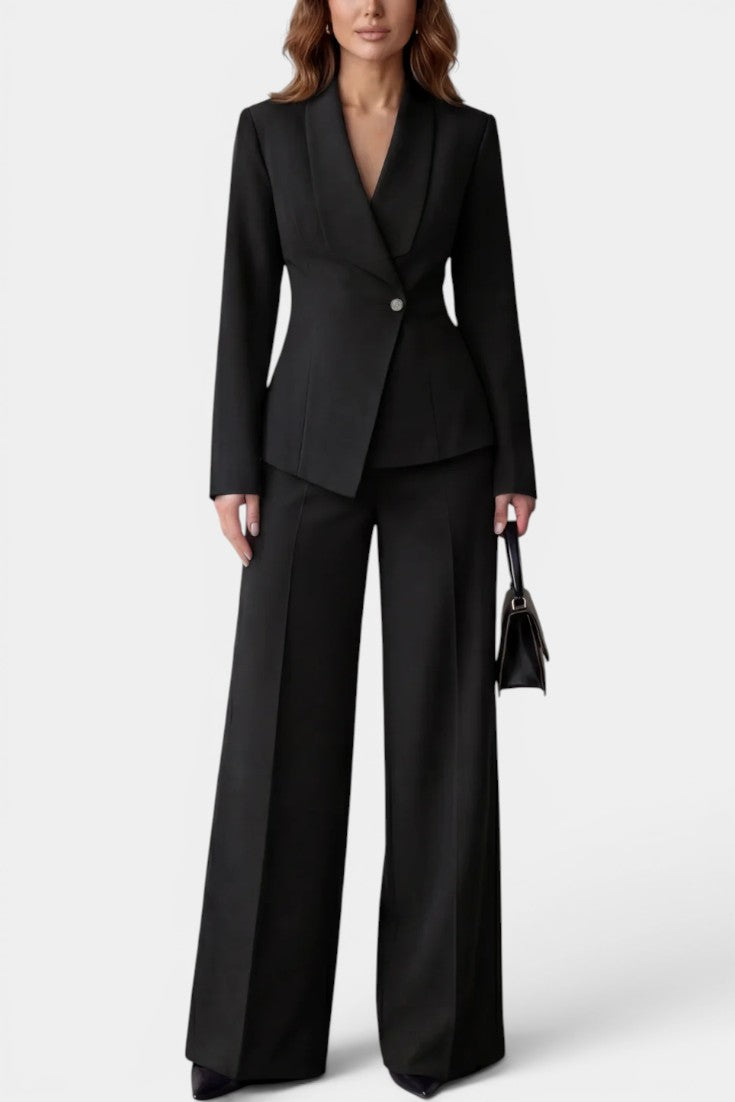 Laura | Traje de Blazer Entallada y Pantalón Ancho