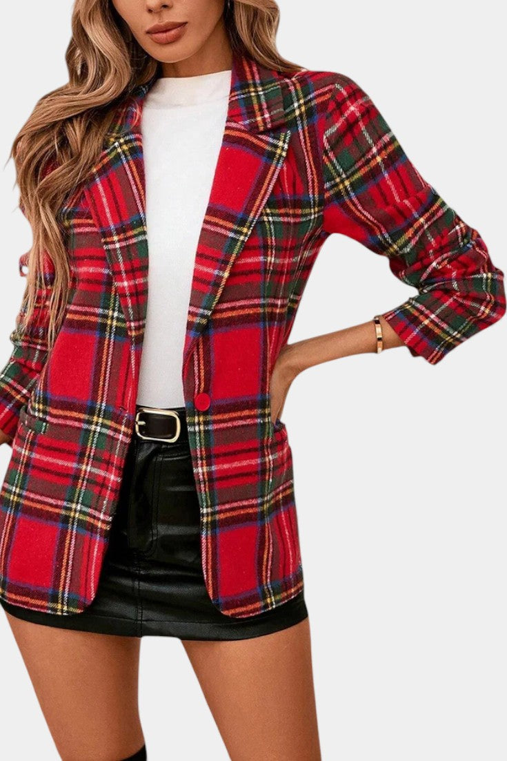 Alicia | Blazer Larga de Cuadros