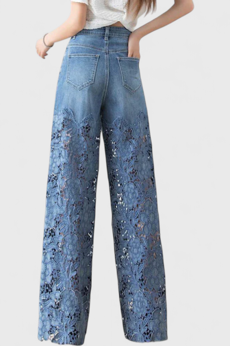 Jazmín | Pantalón Palazzo Vaquero con Encaje