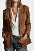Tania | Chaqueta Vintage Efecto Ante con Pespuntes