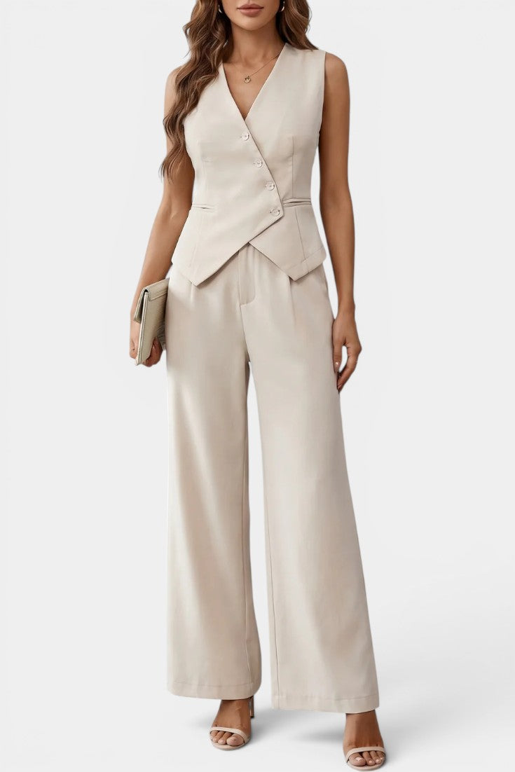 Elisa | Conjunto de Chaleco Péplum y Pantalón