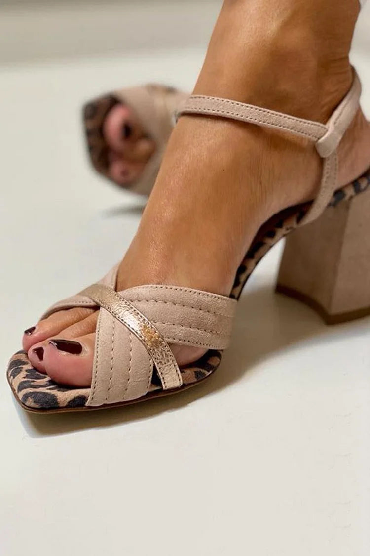 Mencía | Sandalias de Tacón Ancho con Tira Cruzada