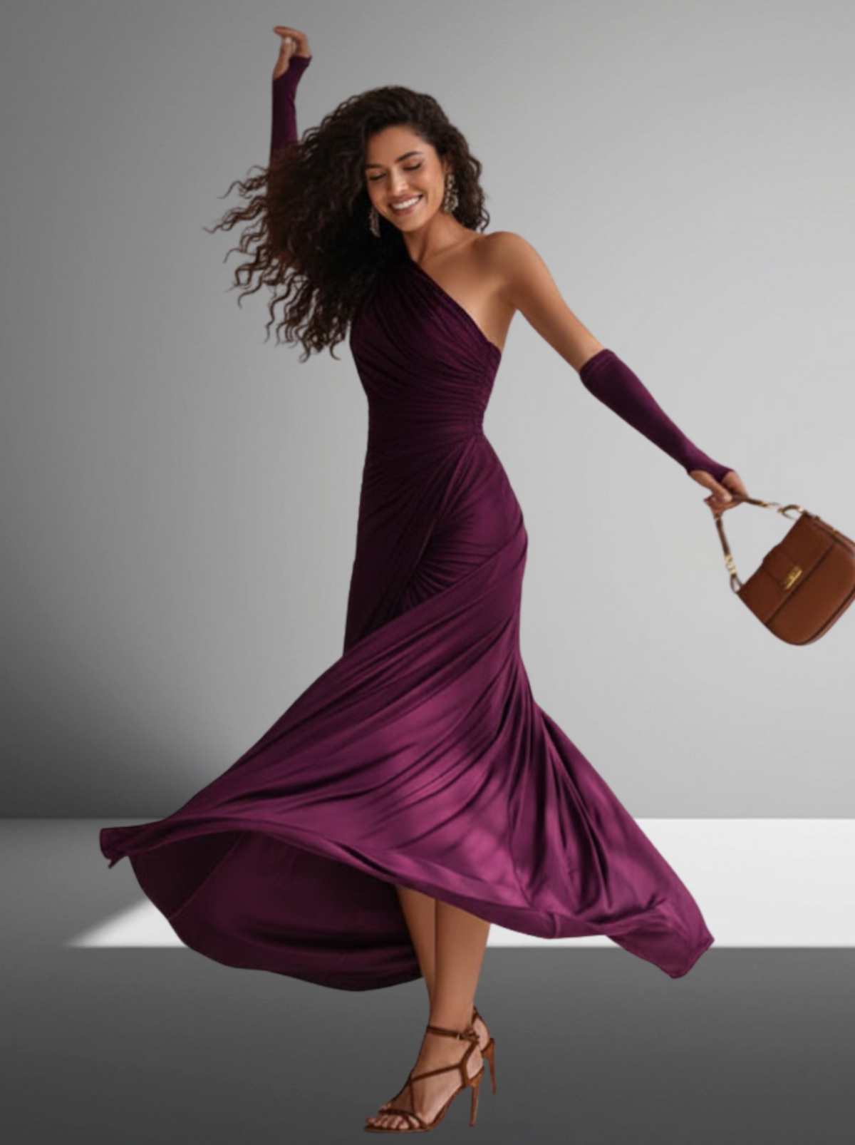 Isadora | Vestido Largo Drapeado de Un Hombro