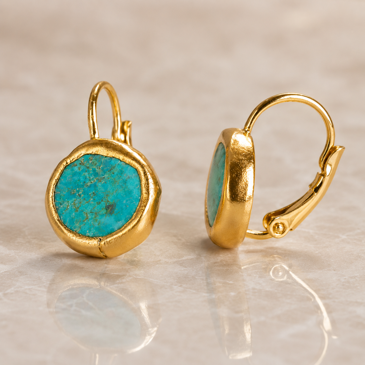 Zafira | Pendientes Dorados con Piedra Azul
