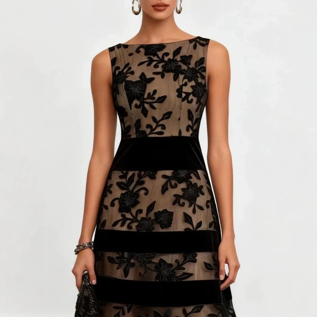 Odette | Vestido Midi de Tul con Bordado Floral