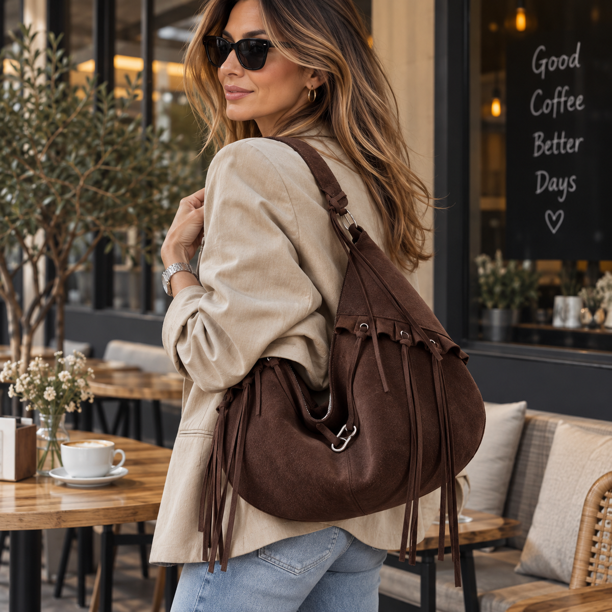 Tessa | Bolso Efecto Ante con Flecos