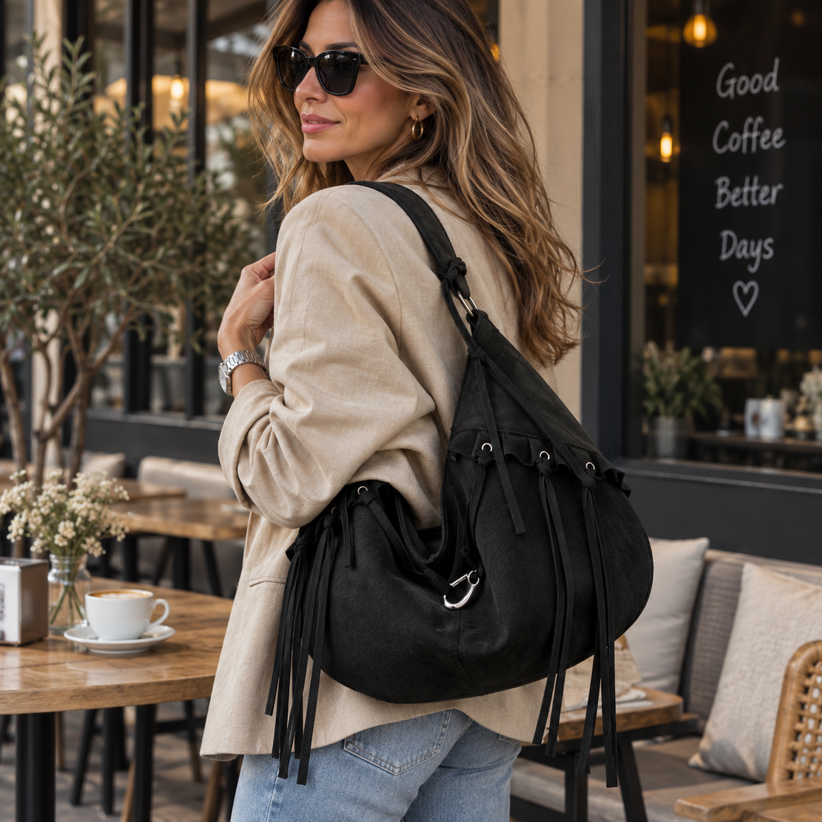 Tessa | Bolso Efecto Ante con Flecos