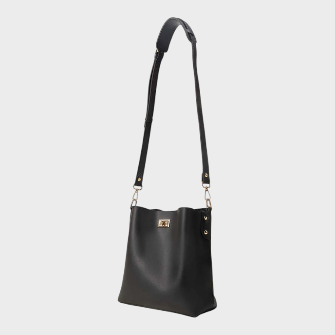 Regina | Bolso Saco Negro con Cierre Giratorio