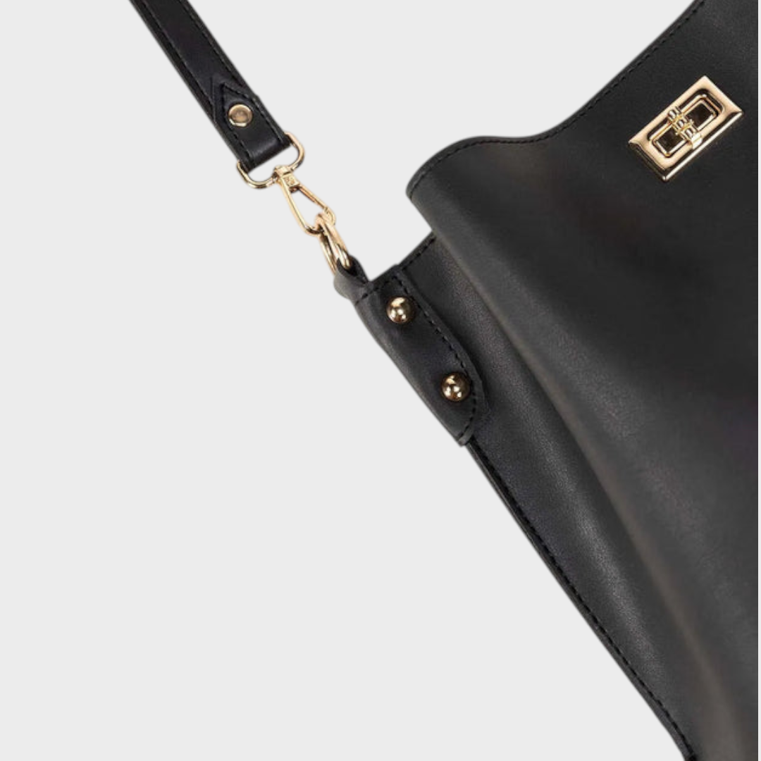 Regina | Bolso Saco Negro con Cierre Giratorio