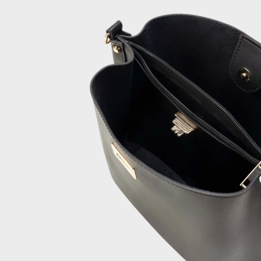 Regina | Bolso Saco Negro con Cierre Giratorio