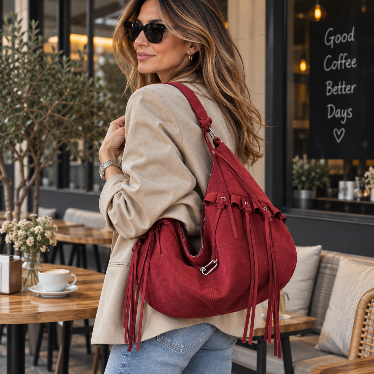 Tessa | Bolso Efecto Ante con Flecos