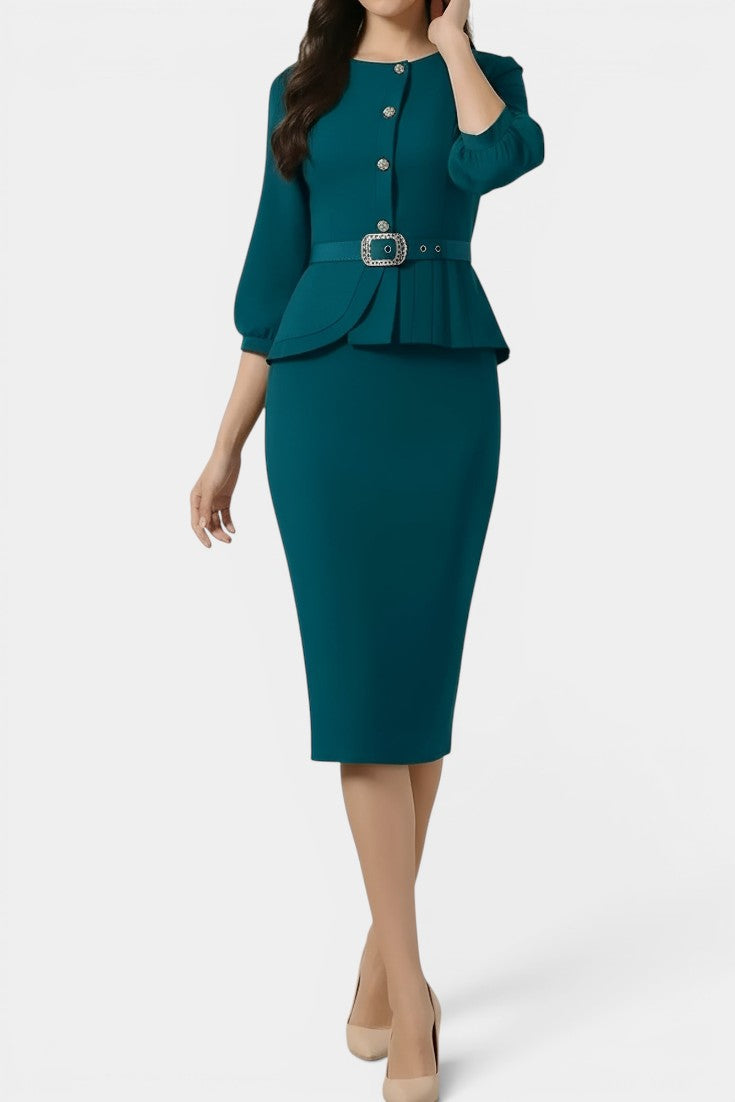 Dafne | Traje de Chaqueta Péplum y Falda Lápiz