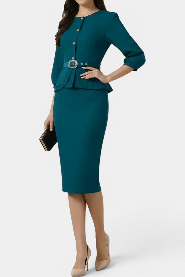 Dafne | Traje de Chaqueta Péplum y Falda Lápiz