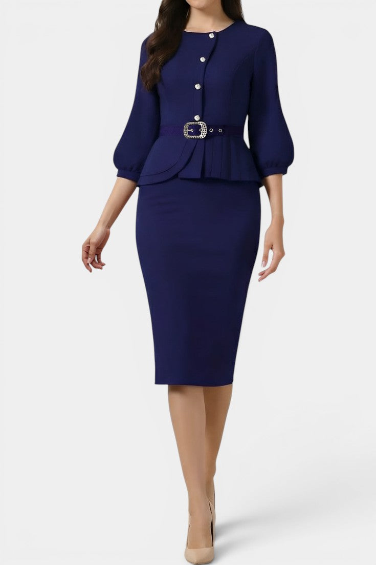 Dafne | Traje de Chaqueta Péplum y Falda Lápiz