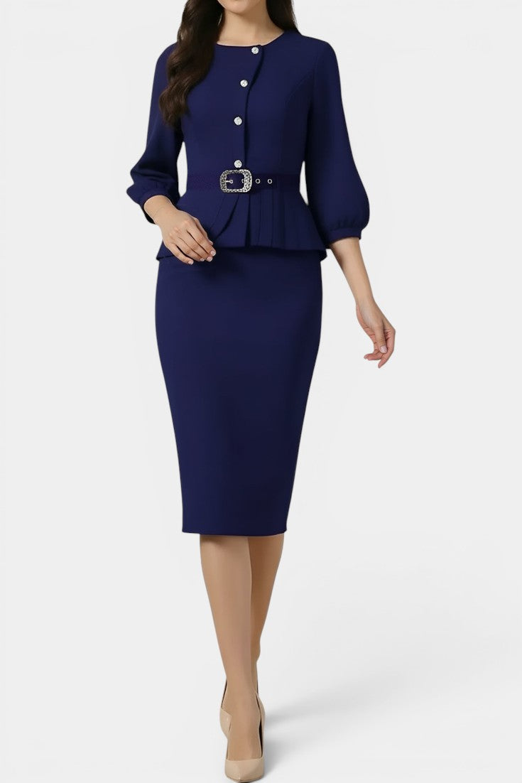 Dafne | Traje de Chaqueta Péplum y Falda Lápiz