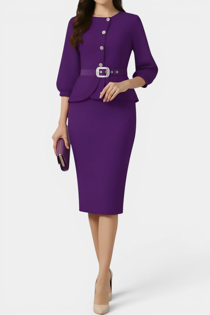 Dafne | Traje de Chaqueta Péplum y Falda Lápiz