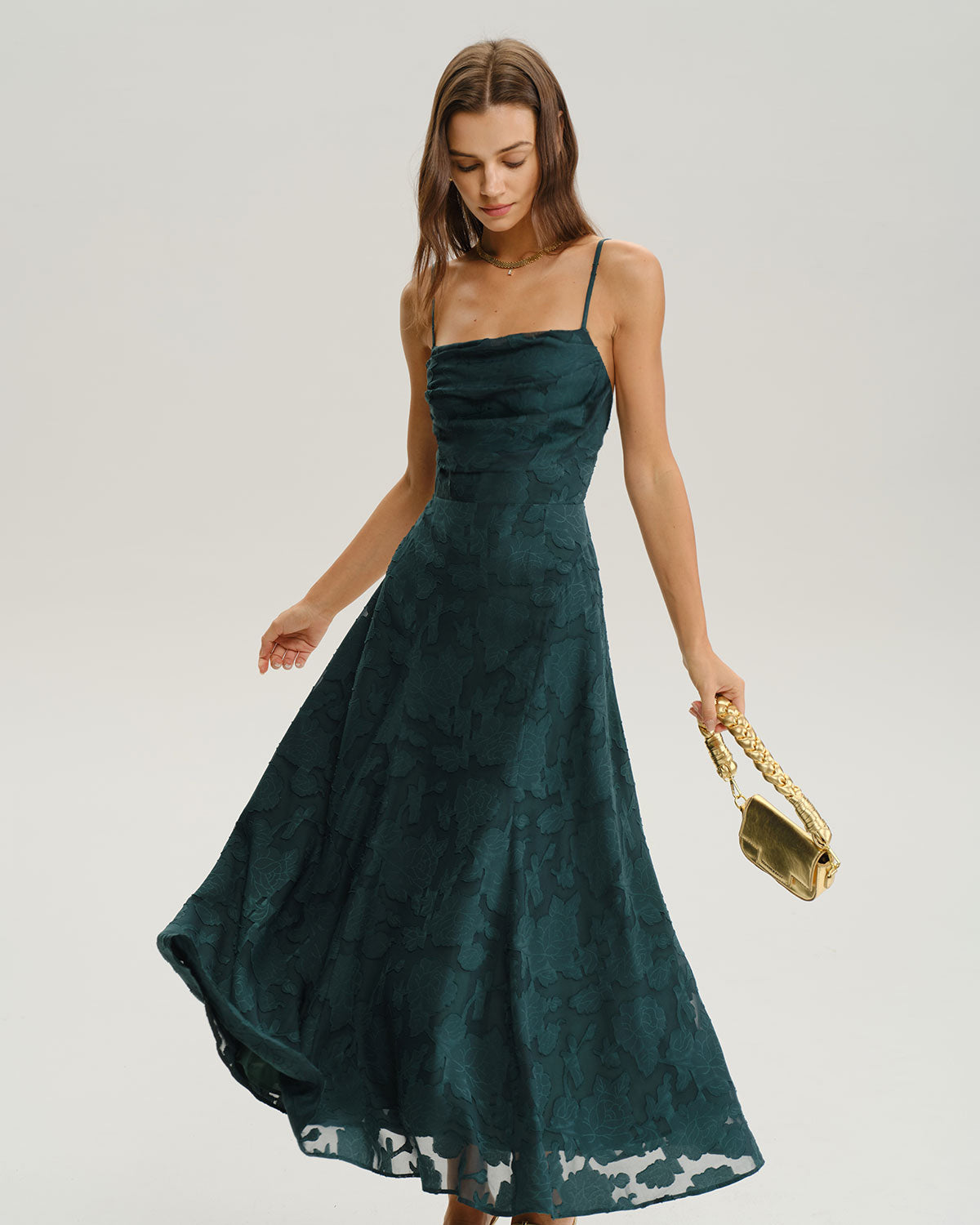 Esmeralda | Vestido Largo de Jacquard Verde