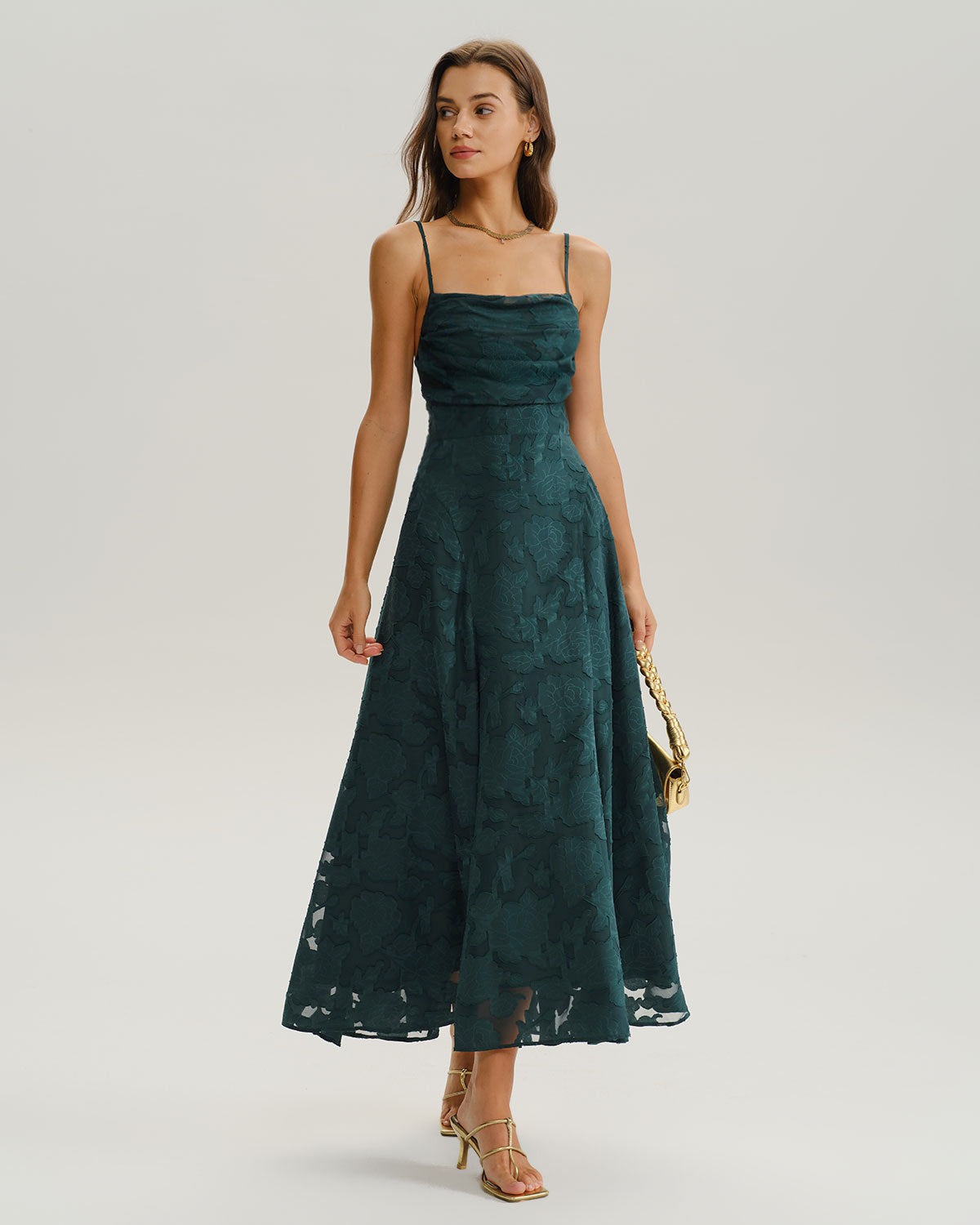 Esmeralda | Vestido Largo de Jacquard Verde
