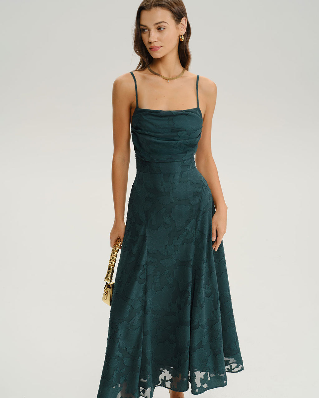 Esmeralda | Vestido Largo de Jacquard Verde