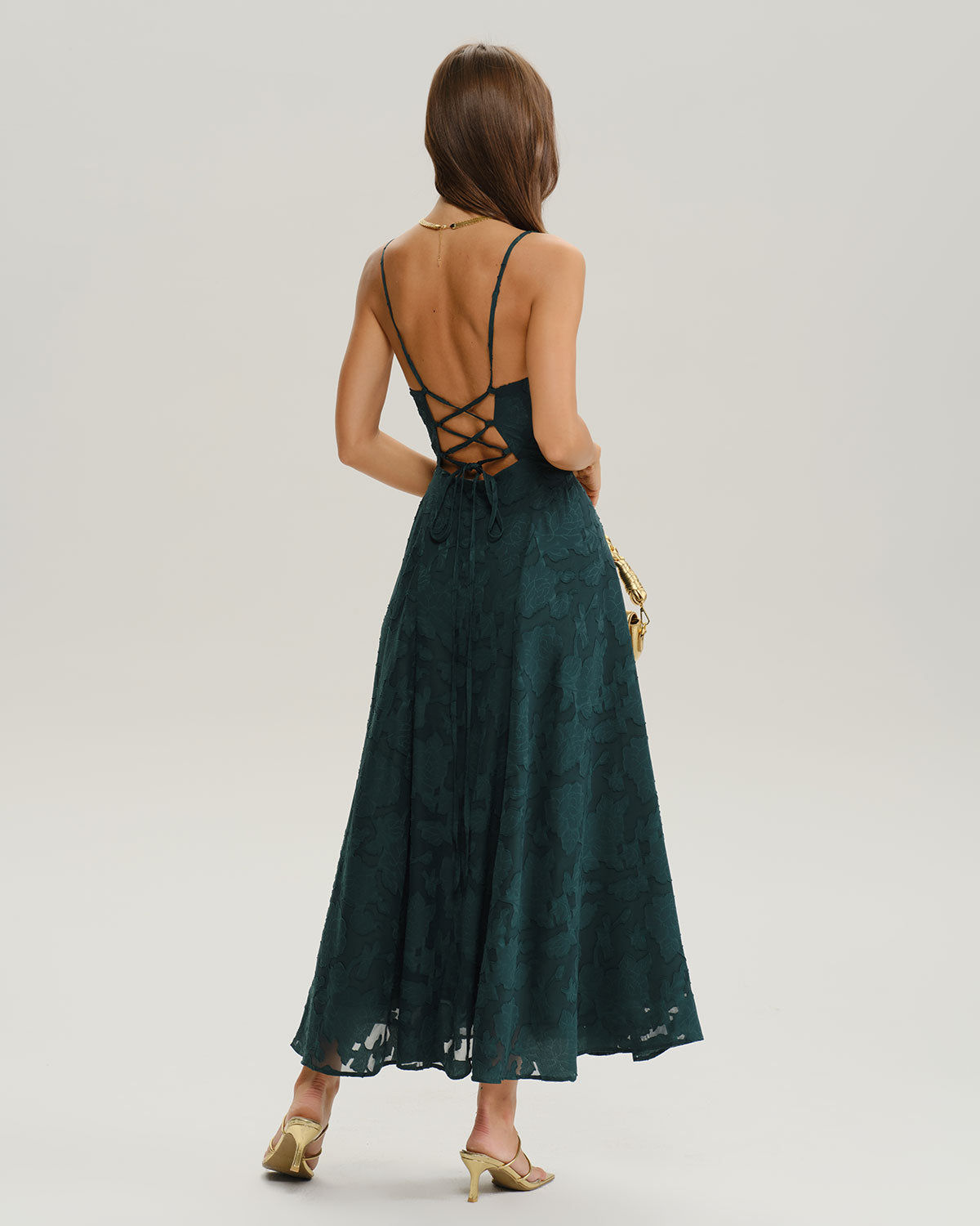 Esmeralda | Vestido Largo de Jacquard Verde